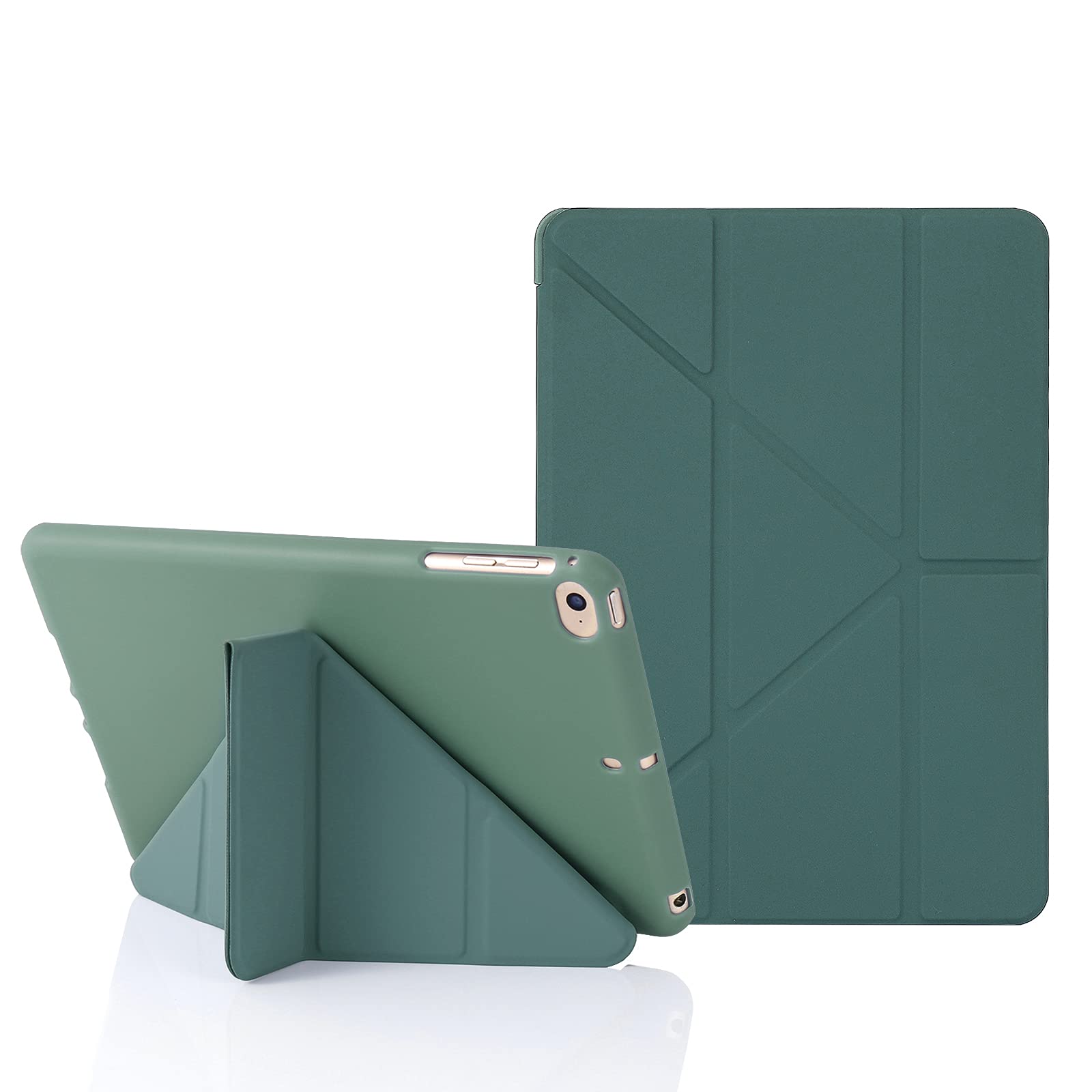 MuyDoux Origami Case for iPad mini 5 4 3 2, iPad Mini Case 7.9 Inch, 5-in-1 Multiple Viewing Angles, Smooth Front Cover & Shockproof Soft Flexible Back, Auto Sleep/Wake, Midnight Green
