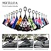 MRTLLOA Windproof Inverted Reverse Umbrella with UV Protection, C-Shaped Handle Double Layer Stick Umbrella for Rain (Flowers)