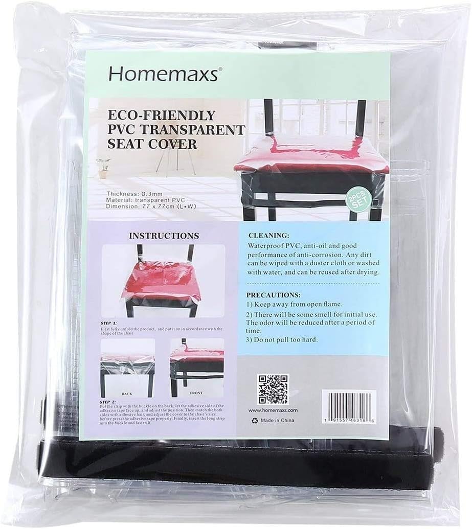 Homemaxs Plastic Dining Chair Covers Protectors,【2020 Newest】 2 Pack Bigger Size Belt Strap Dining Chair Cover, Adjustable Waterproof PVC Kids Seat Protectors, Clear Cushion Cover: Kitchen & Dining