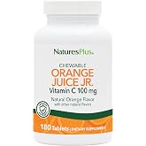 NaturesPlus Orange Juice Jr. - 180 Chewable Tablets - 100 mg Vitamin C - Immune System Support - Gentle on the Stomach - Vegan, Gluten Free - 180 Servings