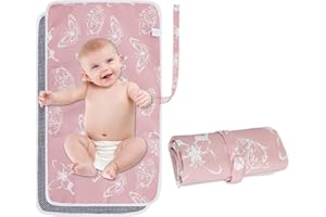TDIAPERS Baby Changing Pad, Portable Baby Changing Pad Waterproof Reusable, Travel Changing Mat for Newborn Baby(Sweet Pink Butterfly)