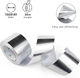 BOMEI PACK Aluminum Foil Tape 100mm x 50m HVAC Duct Repair Sealing Heat Cold view 4