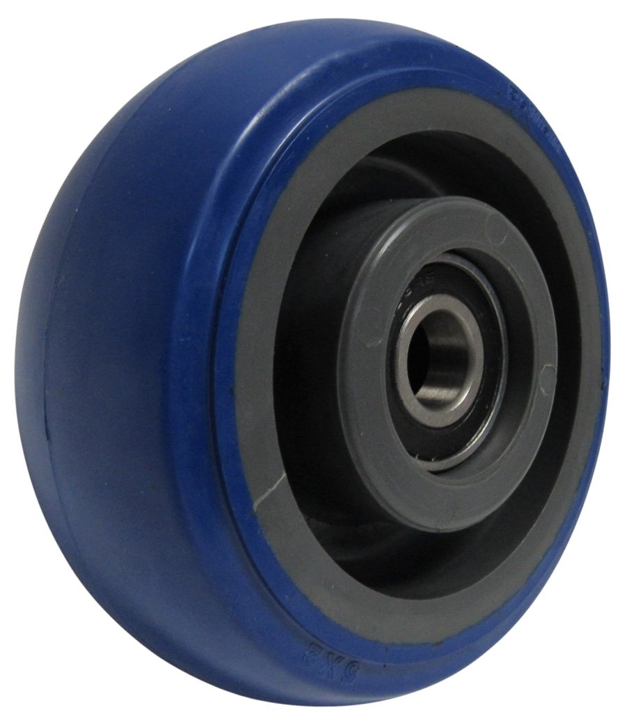 RWM Casters Signature Premium Rubber Wheel, Precision Ball Bearing, 500 lbs Capacity, 5" Wheel, Dia, 2" Wheel, Width, 2-7/16" Plate Length