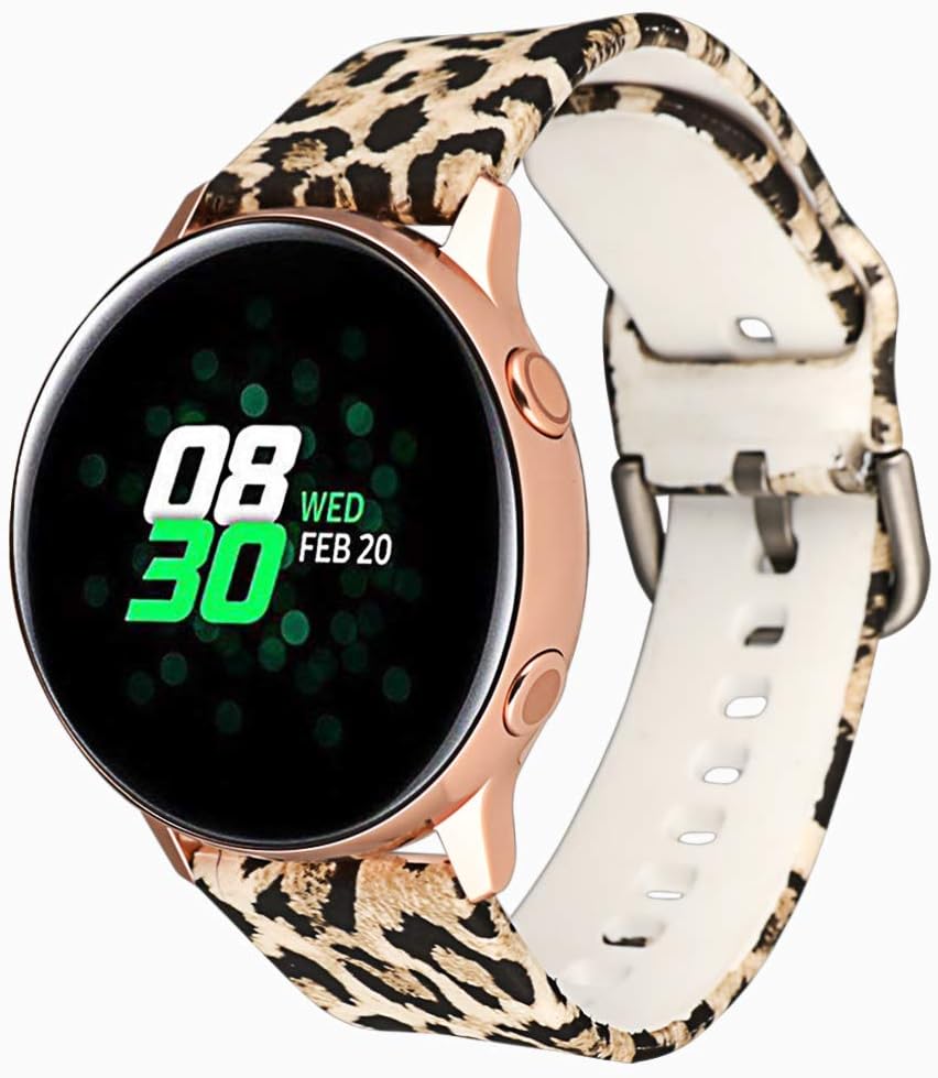 Klaas 20mm Width Silicon Band Compatible with Samsung Galaxy Watch 40mm 42mm/Gear Sport S2/Amazfit Bip/Huawei Smart Watch Quick Release Strap Wristbands for Ticwatch 2/S/E (Leopard, Size L)