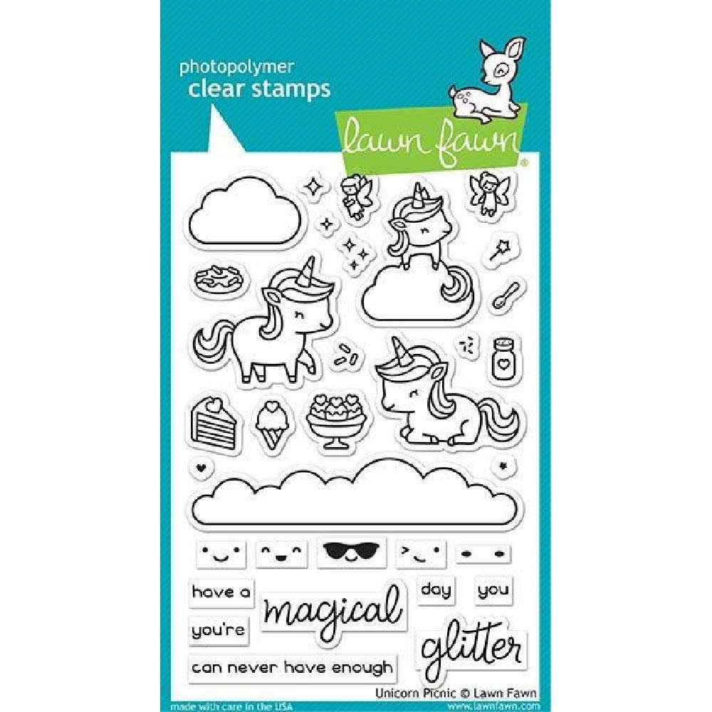 Lawn Fawn Clear Stamps 4"X6"-Unicorn Picnic