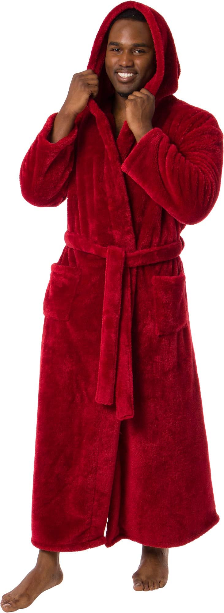 Mens Robe Big & Tall with Hood - Long Plush 400GSM Luxury Fleece Bathrobe