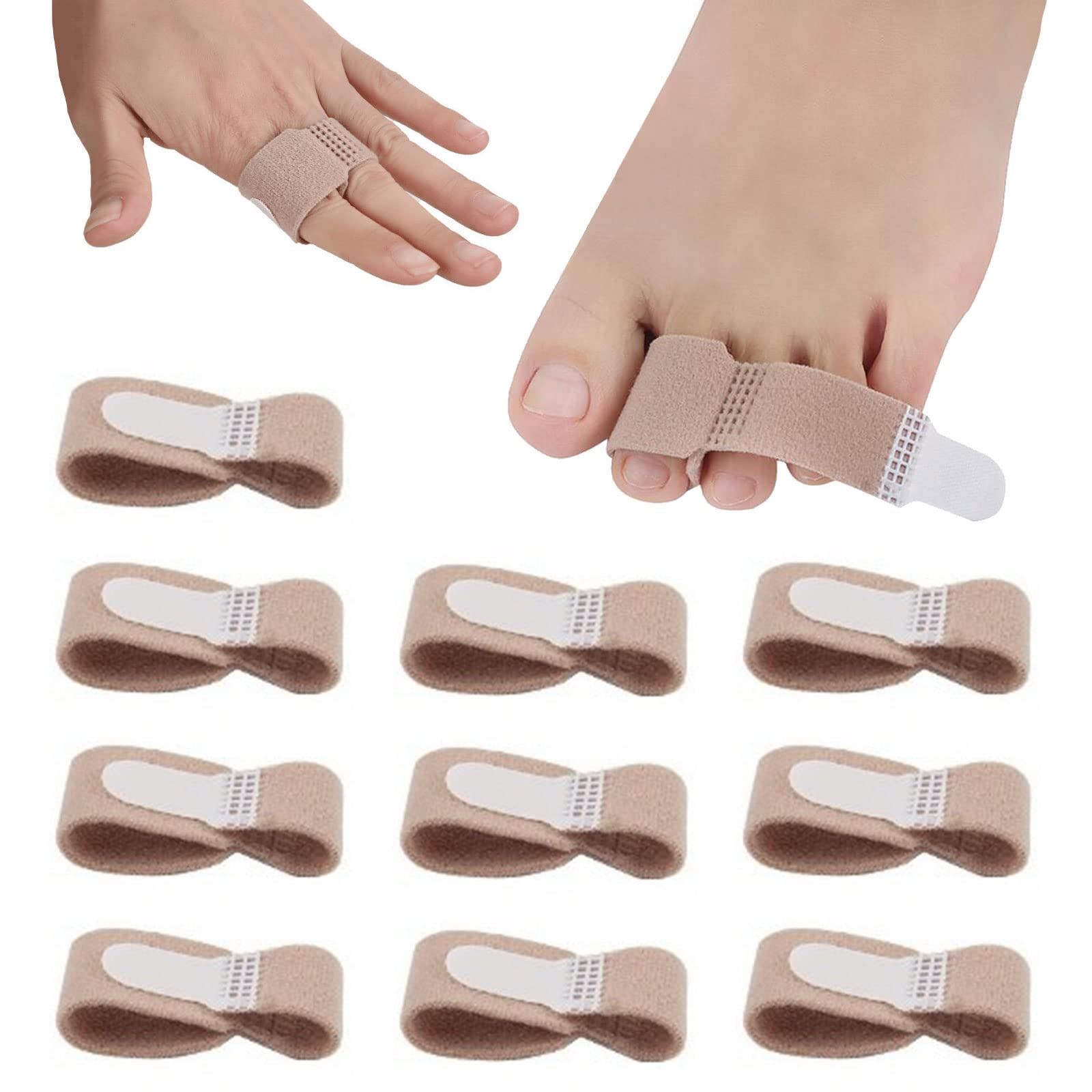 MIVAIUN 10 Pcs Hammer Toe Straightener, Toe Straighteners Reusable, Hammer Toe Splints Toe Cushioned Bandages for Correcting Hammer Toes, Overlapping Toes, Crooked Toes, Toe Protector (10 Pcs)