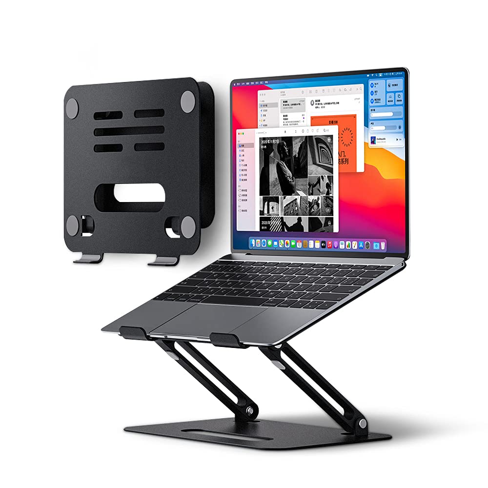 Baffect Adjustable Laptop Stand, Foldable Portable Ventilated Desktop Laptop Holder, Ergonomic Aluminum Computer Stand for Desk, Compatible with 13-16 inch Laptop Notebook Computer Tablet