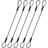 3.3mm Steel Wire Rope Outdoor Travel Security Cable Lock,Braided Steel Coated Safety Cable Luggage Lock,Safety Cable Wire Rope Chain Lock Double Loop Lightweight (Black, 12in/5Pcs)