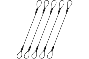 MI METTY 3.3mm Steel Wire Rope Outdoor Travel Security Cable Lock,Braided Steel Coated Safety Cable Luggage Lock,Safety Cable Wire Rope Chain Lock Double Loop Lightweight (Black, 12in/5Pcs)