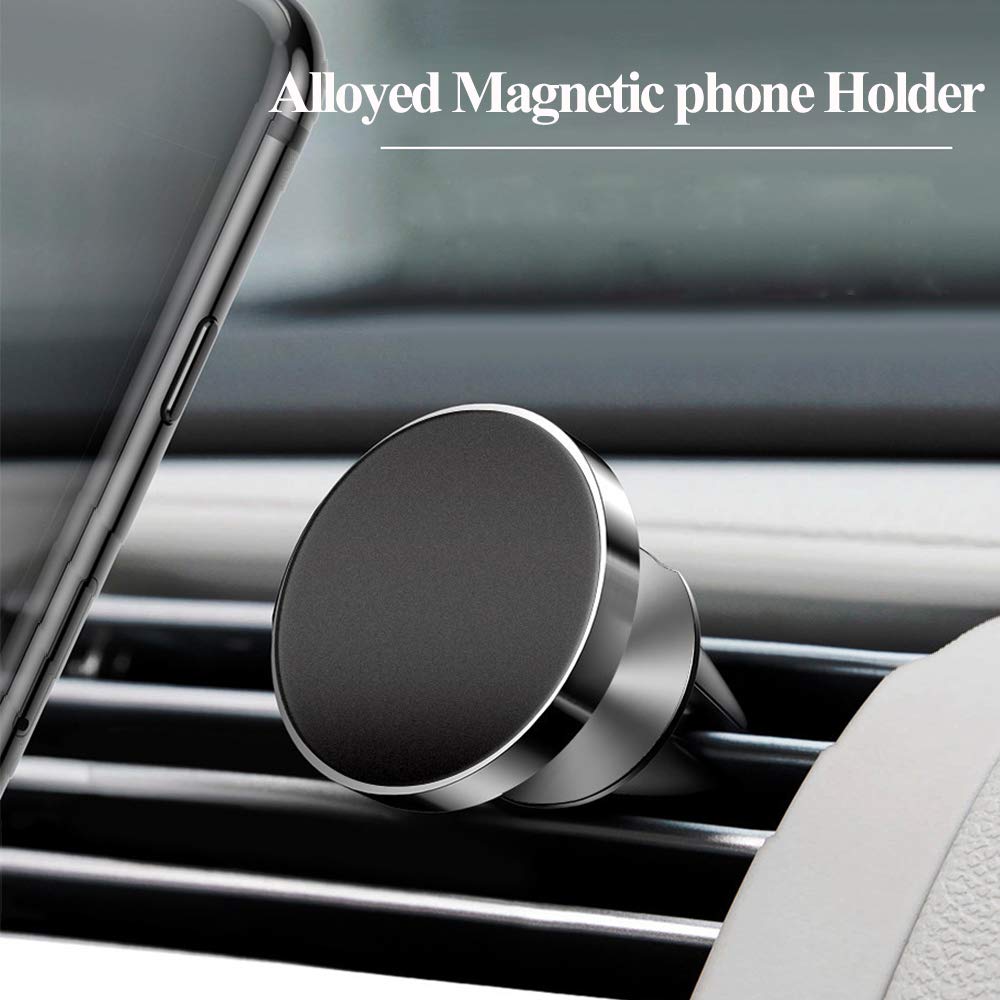 LucaSng Universal Magnetic Car Phone Holder, 2PCS Rotatable Car Phone Mounts for Dashboard and Air Conditioner Outlet (Gold)