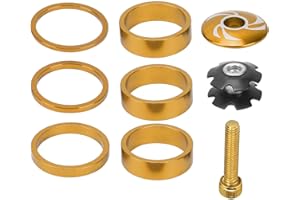 Bike Headset Spacer, 6Pcs Aluminium Alloy Bicycle Handlebar Stem Spacers Replacement Bicycle Stem Cap Set with Screw for Moun
