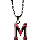 Kar Nann Football Stainless steel A-Z English Alphabet Necklace black letter Pendant for Men women
