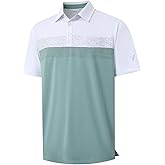 M MAELREG Golf Shirts for Men Dry Fit Performance Chest Print Color Block Moisture Wicking Casual Short Sleeve Polo Shirts