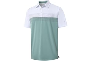 M MAELREG Golf Shirts for Men Dry Fit Performance Chest Print Color Block Moisture Wicking Casual Short Sleeve Polo Shirts