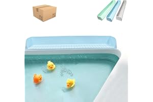 PARAQUIP Bathtub Splash Guard for Kids – Silicone Bath Tub Splash Guard with Suction Cups, Tub Topper Play Shelf & Toy Holder, Fun Bath Time for Toddlers Baby (Blue)
