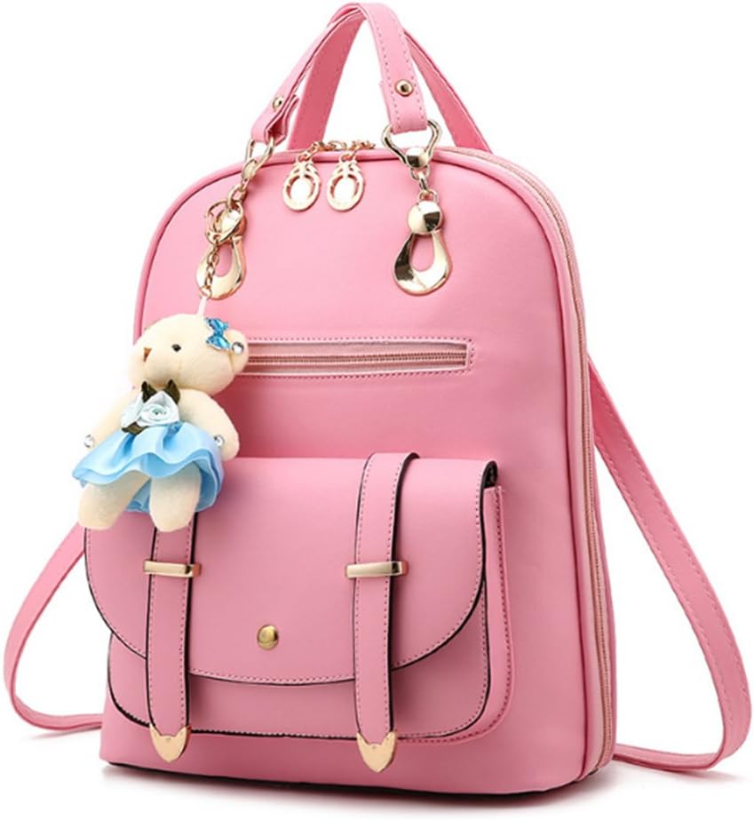 JXYBAGTOPFashion Girl's Women Synthetic Leather School Shoulder Bag Backpack Travel Rucksack Purse With Adorable Bear