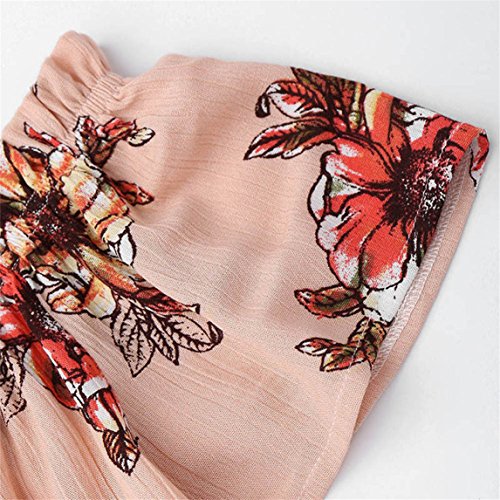 Women's 2 Pcs Floral Print Bohemian Crop Tops+Shorts Set Two Piece Outfit Suit Casual Beachwear (S, Pink) - Thumbnail 2