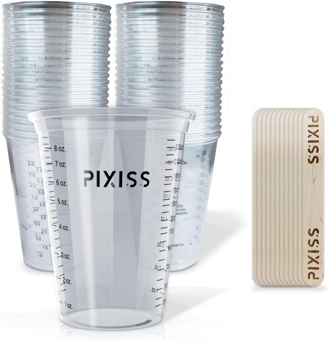 Disposable Epoxy Resin Mixing Cups Clear Plastic 10-Ounce 50-Pack For Measuring Paint Epoxy Resin Art Supplies - Graduated Measurements in ML and OZ - Multipurpose Mixing Cups for Cooking and Baking: Kitchen & Dining