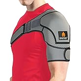 Sparthos Shoulder Brace - Adjustable Support Sleeve for Torn Rotator Cuff, AC Joint Relief, Shoulder Stability & Compression - Fits Bicep 10-14 in, Left or Right, Men & Women - Measure Before Purchase