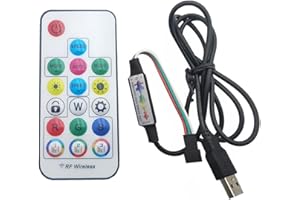 Vrabocry WS2812B WS2811 5050 RGB LED Strip Light Music Controller Mini Wireless Remote Control 17 Keys RF 370 Change Modes US