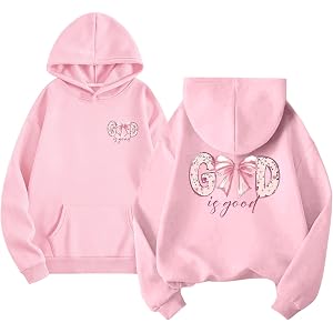 Fvnbvrst Girls God is Good Christian Hoodies Cute Bow Essential Sweatshirts | essentials fear of god, hoodies for teen girls