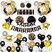 Birthday decorations Happy Birthday Banner Black and Gold Balloons Heart Star Foil Balloons Confetti Latex Balloons Paper Pompoms Tassels 98pcs