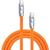 chubbycable Neon Chubby - Fast Charge Cable with Smart Light RGB Color Gradual Light Up 100W Charging Cord LED USB C Cable Compatible with iPhone 17-15 Series, Orange, Type-C to Type-C, 9.8 FT