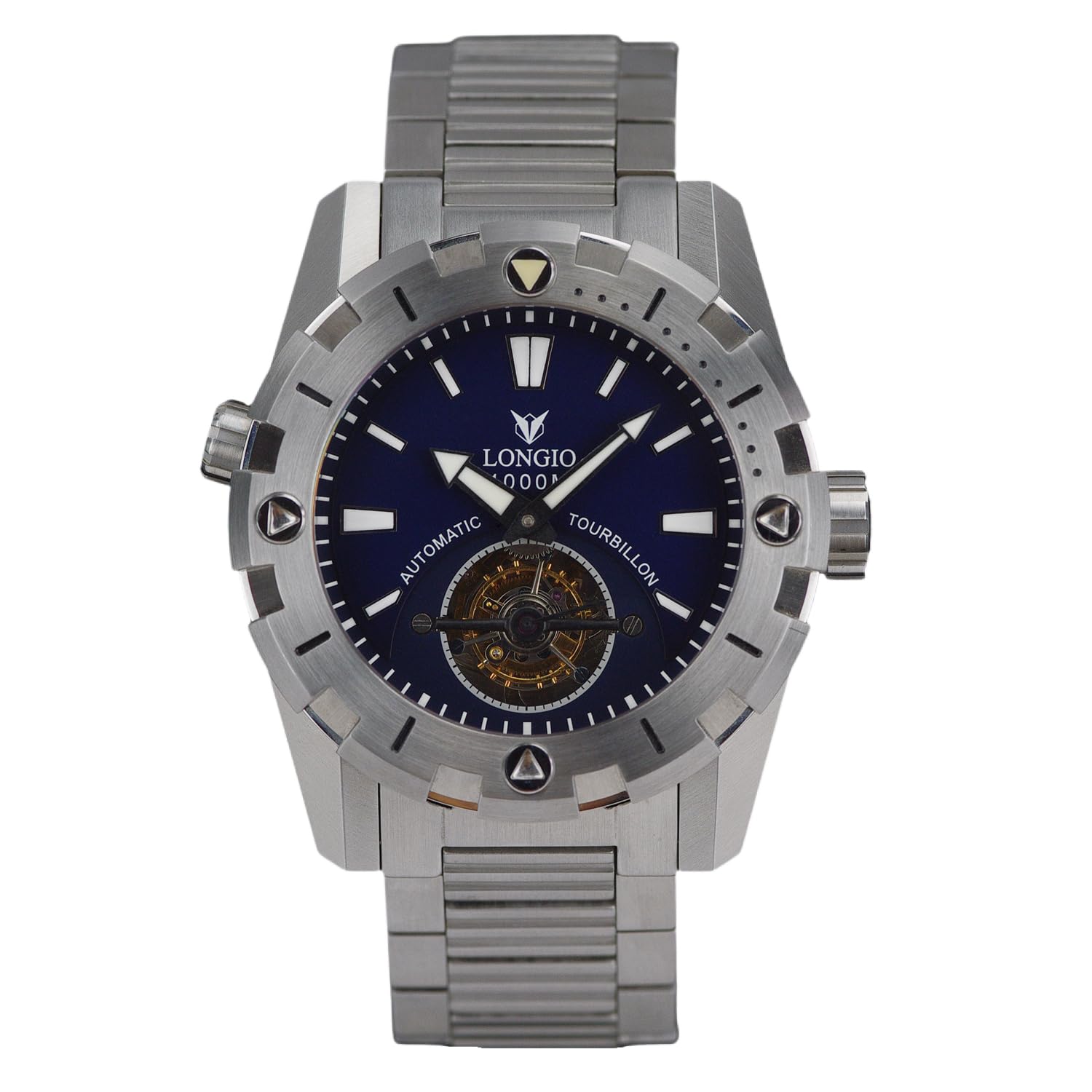 Telamon Tourbillon Watch - 1000M Automatic Diving Watches for Men, 47mm Stainless Steel, Helium Escape Valve, Extension Clasp, Luxury Collector Watch