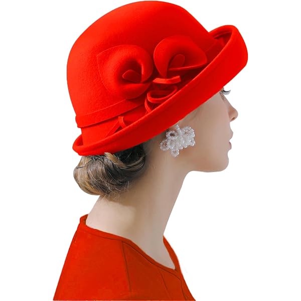 4344 Women Spring Winter Fashion Bowknot Wool Felt Hats For Church Elegant Wool Felt Fedora Hat for Women – Vintage Curled Brim Dome  main image 3
