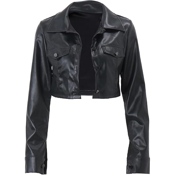 LMSXCT Women Cropped Leather Jackets, Faux Leather
