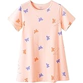 BANGSAUR Girls' Dress, Toddler Cotton Soft Short Sleeve Sleepshirts,3-10 Years