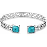 Naxidaze Genuine Turquoise Bracelet 925 Sterling Silver Vintage Cuff | Natural turquoise adjustable cuff bracelet vintage boho jewelry comfortable everyday wear special western gift for women