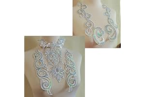 FJTANG 5pcs White Flower Sequins Embroidered DIY Applique Iron Patches