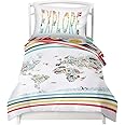 Where The Polka Dots Roam Twin Size Bedding Duvet Cover World Map Design 2 Piece Set Unisex, Soft Brushed Microfiber, Durable, Wrinkle-Resistant, Allergy Free for Adults, Men, Women, Teens, Kids