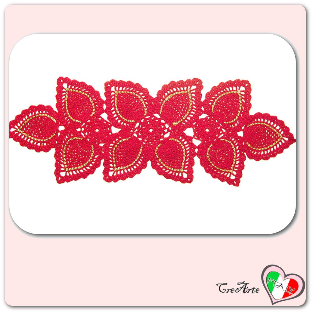 Centrino Stella Di Natale Uncinetto Schema.Centrino Rettangolare Rosso E Oro Per Natale All Uncinetto Dimensioni 53 5 Cm X 18 5 Cm H Handmade Italy Amazon It Handmade