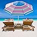 Abba Patio 7ft Beach Umbrella with Sand Anchor, Push Button Tilt and Carry Bag, UV 50+ Protection Windproof Portable Patio Umbrella for Garden Beach Outdoor, Multicolor