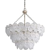 Golden Lighting 6007-27 Cascada 11 Light 28" Wide Pendant - Aegean Silver/Cirrus Cloud