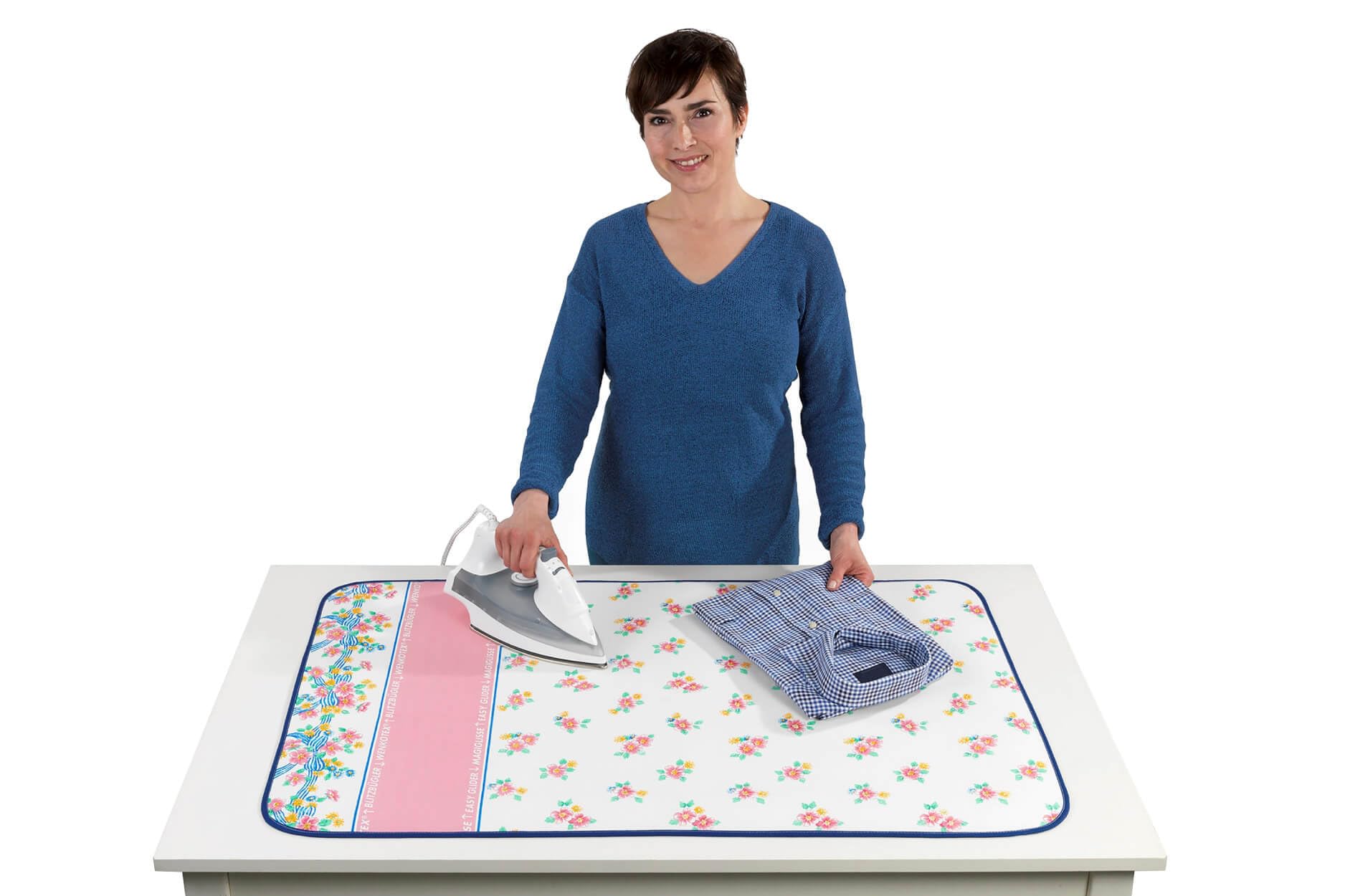 Maximex Ironing Blanket Bright Blossoms-Easy Glide Zone, 4 mm Comfort Padding, Cotton, Multicoloured, 65 x 100 x 0.1 cm