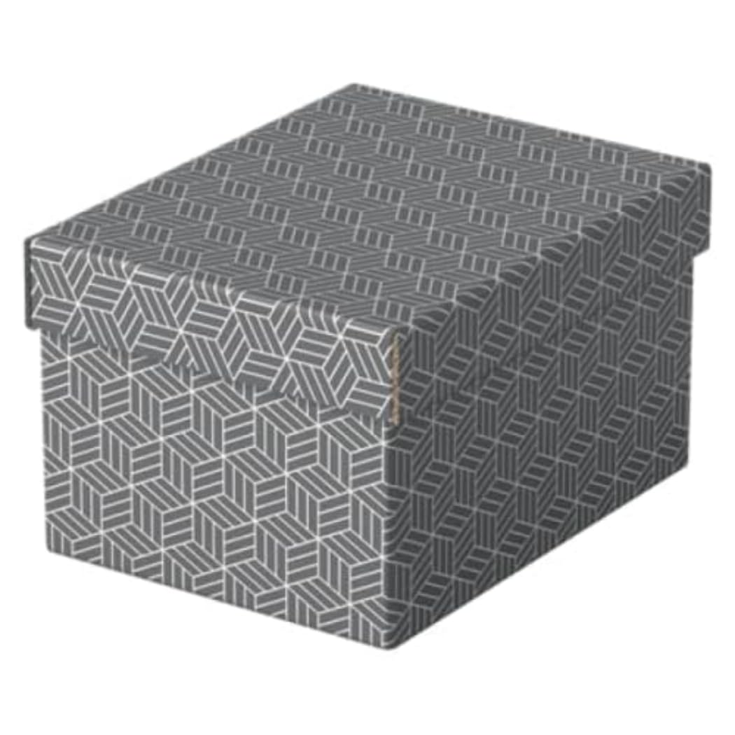 Esselte Small Storage & Gift Box With Lid, Pack Of 3, Home/Office Storage & Gift Packing, 100% Recycled Cardboard, 100% Recyclable, Geometric Design, Grey, 628281
