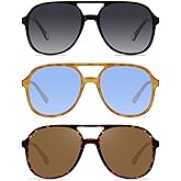 YDAOWKN Retro Square Aviator Sunglasses for Womens Mens Vintage 70s Double Bridge Sun Glasses