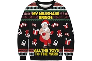 Roevite Unisex 3D Printed Christmas Sweatshirts Crew Neck Long Sleeve Loose Top Xmas Pullover