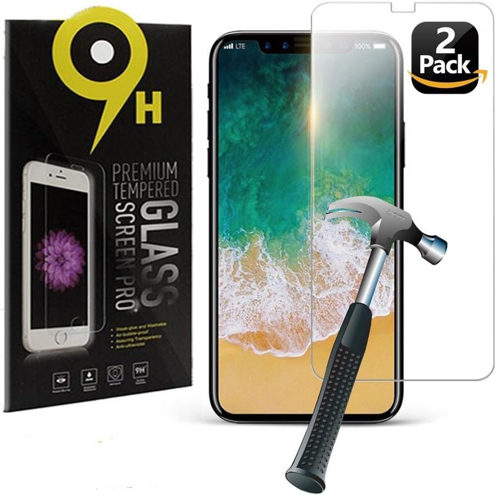 9H iPhone X Screen Protector [Clear 2 Pack] 3D Touch 5X