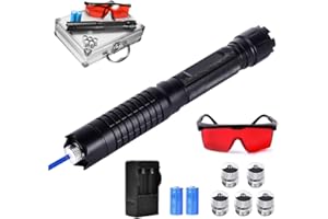 SRDHIN High Power Blue Tactical Flashlight, LED Light, Battery Powered, Adjustable, Suitable for Outdoor Activities