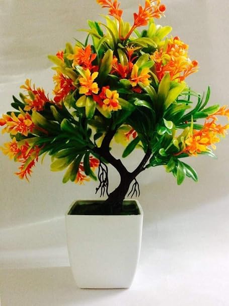 DecoratingLives Mini Artificial Plant in Pots, Green Faux Potted Plants for Home Decor with Cute