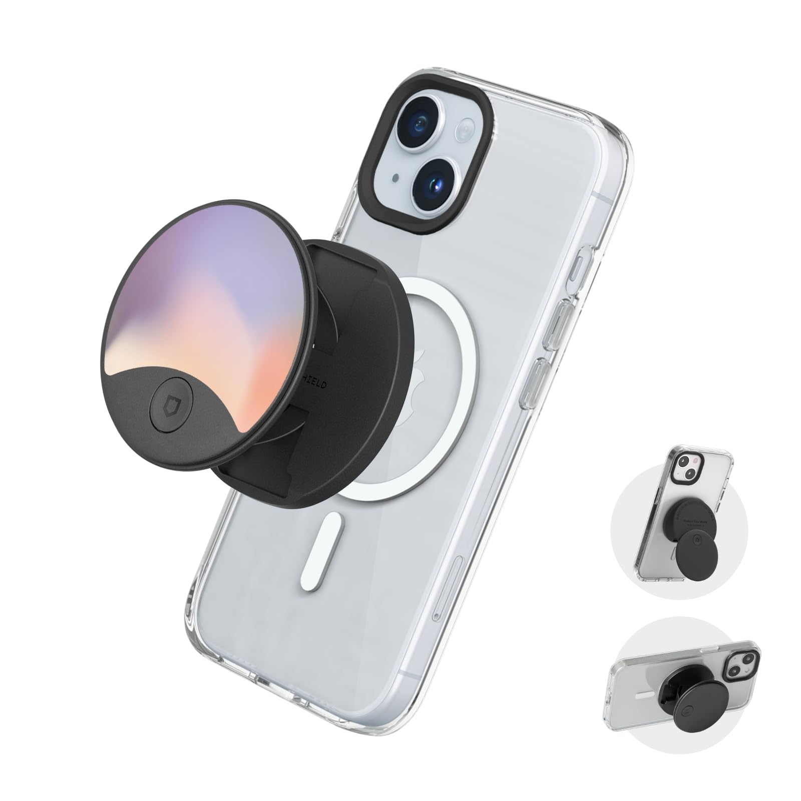 RHINOSHIELD GRIP O Compatible with MagSafe | Phone Grip with Expanding Kickstand for MagSafe Phone Case, Supports Portrait and Landscape Mode, Phone Holder, Smartphone Accessory - Dancing Lights