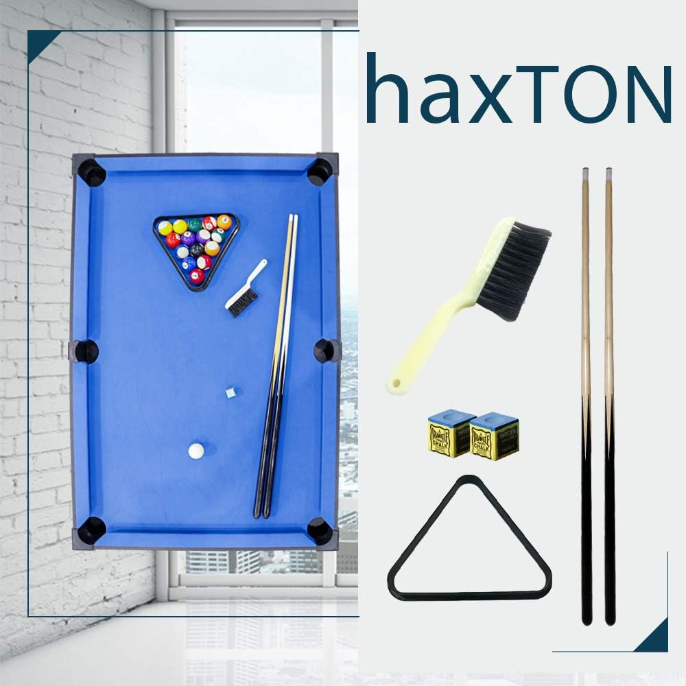 haxTON Tabletop Pool Table Set, Mini Pool Table, 36”x20”x3.14”, Travel-Size Billiard Tables, Game Table, Pool Games, Cues, and Rack, Balls : Sports & Outdoors