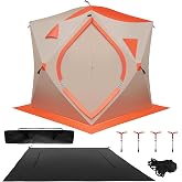 Carivia 3-4 Person Ice Fishing Tent, Portable Ice Fishing Shelter, 300d Oxford Fabric Waterproof Foldable Insulated Tent for Outdoor Fish,180x180x200cm