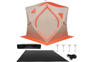 Carivia 3-4 Person Ice Fishing Tent, Portable Ice Fishing Shelter, 300d Oxford Fabric Waterproof Foldable Insulated Tent for Outdoor Fish,180x180x200cm