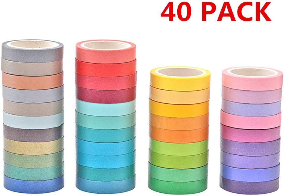 Klykon Washi Tape Set,40 Rolls Decorative Masking DIY Tapes for Children and Gifts Warpping